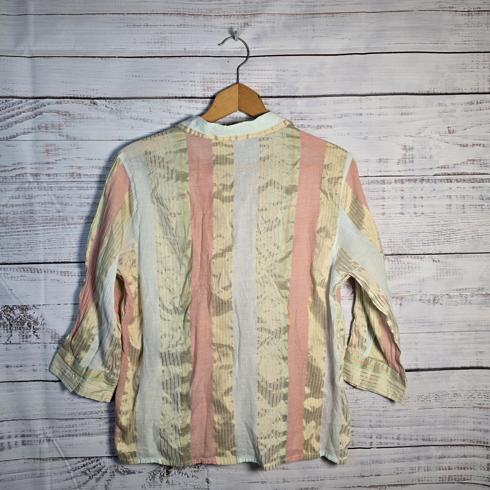 Soft Whimsical Pastel Stripe Cottagecore Shirt | FDJ Size 10 Y2K - Picture 2 of 4